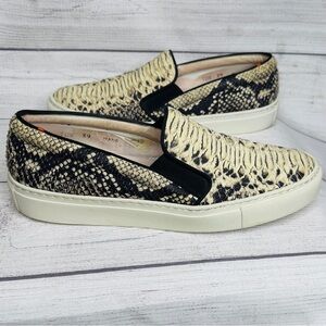 Ann Mashburn Snakeskin Print Slip On Sneakers Size 39 Cream Black‎